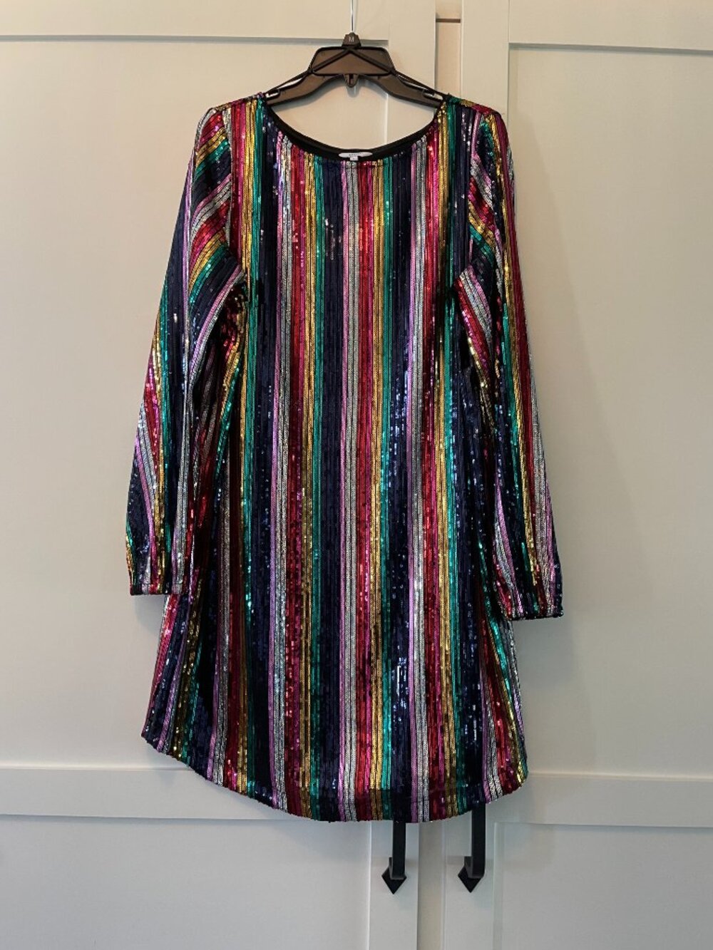 Crown & Ivy Rainbow Sequin Long Sleeve Dress Size Large